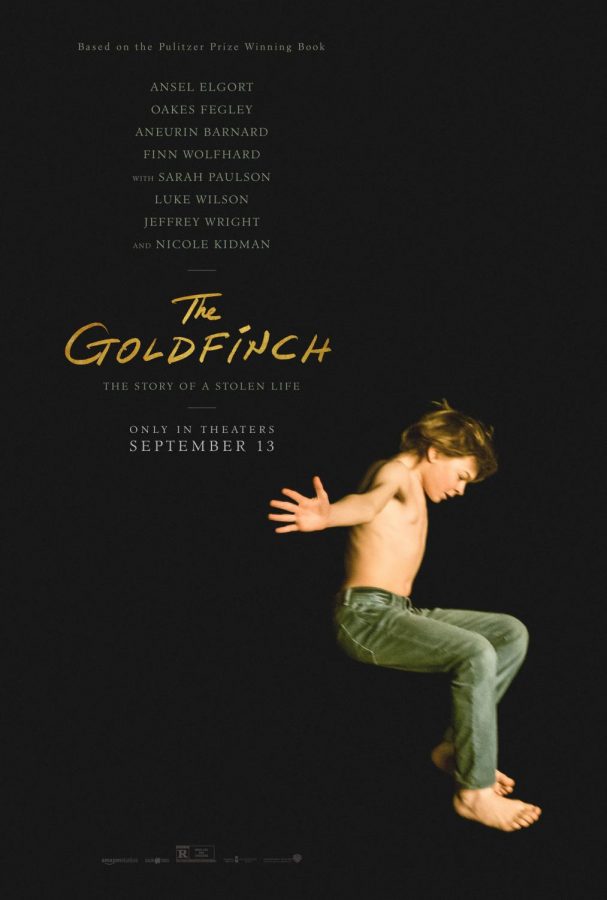 The movie cover of  best selling novel, The Goldfinch.