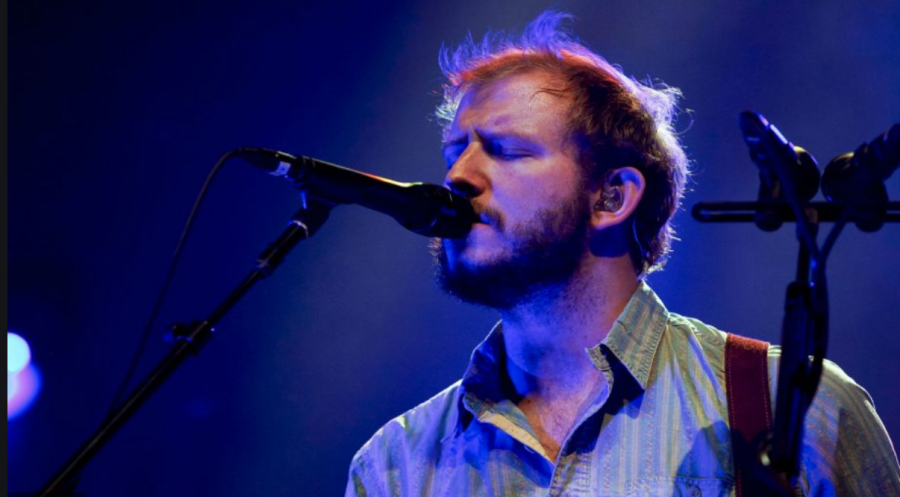 Here is a picture from google of Bon Iver singing at a one of his concerts in California.