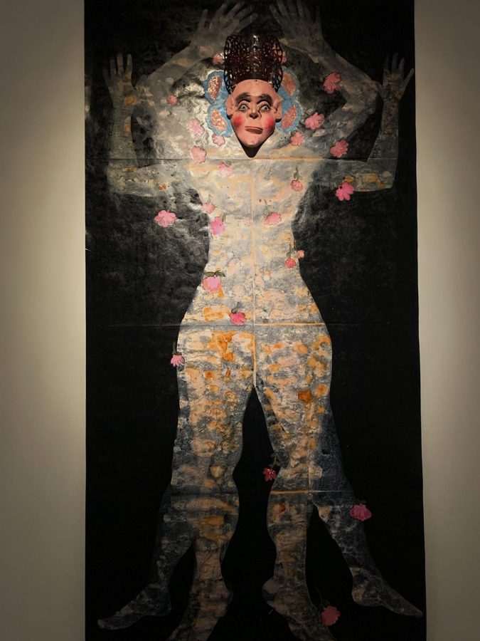 Part of the Casta Paintings, by Nancy Friedemann-Sánchez, portraying a body and a painted mask.